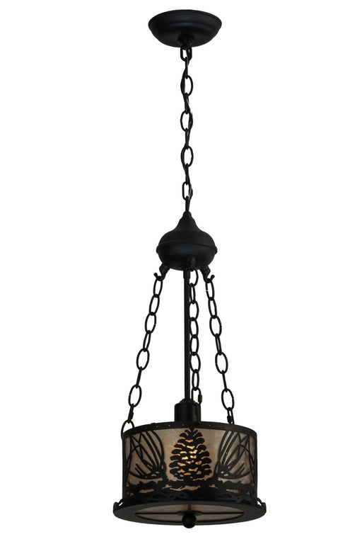 Meyda Tiffany - 73154 - One Light Inverted Pendant - Mountain Pine - Textured Black/Silver Mica