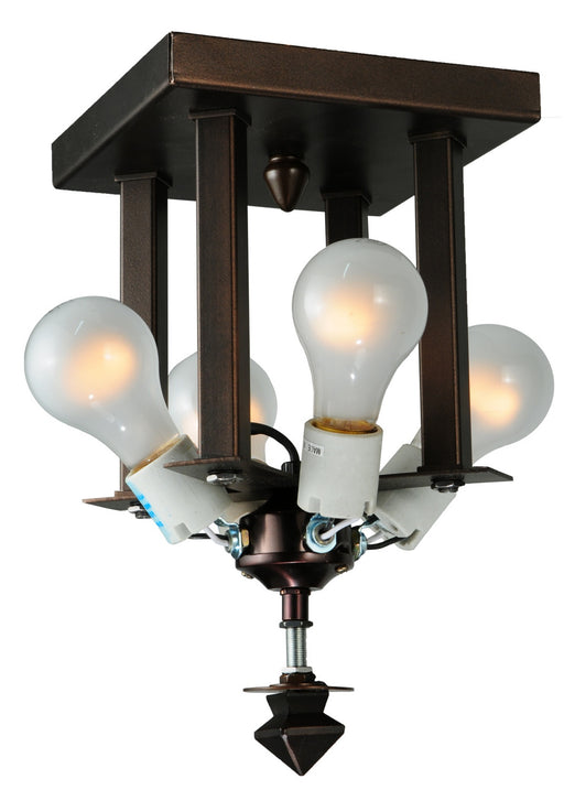 Meyda Tiffany - 99015 - Four Light Flushmount - Lamp Bases And Fixture Hardware - Mahogany Bronze