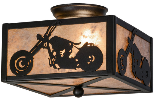 Meyda Tiffany - 109547 - Two Light Flushmount - Motorcycle - Craftsman Brown