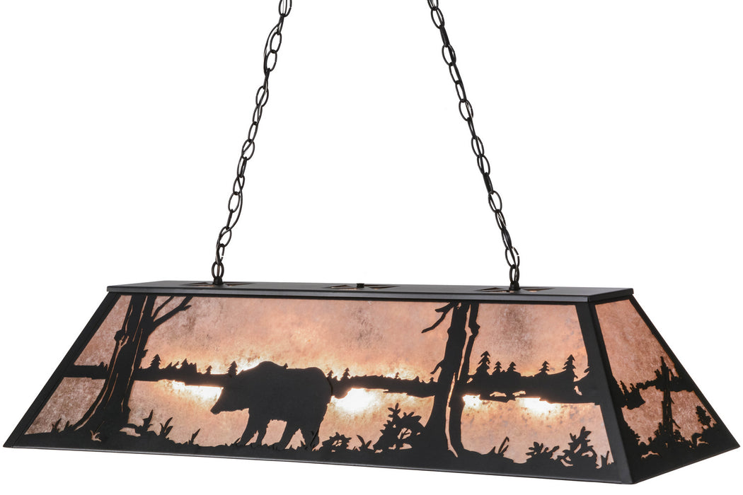 Meyda Tiffany - 110854 - Nine Light Oblong Pendant - Bear At Lake - Antique