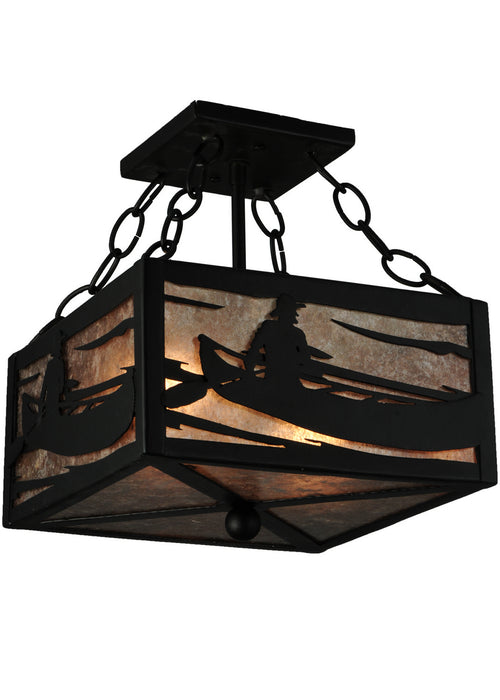 Meyda Tiffany - 132765 - Two Light Semi-Flushmount - Canoe At Lake - Black/Silver Mica