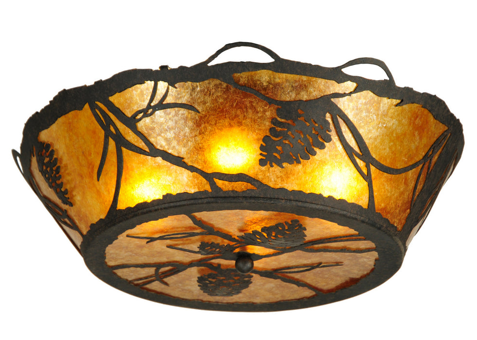 Meyda Tiffany - 135923 - Four Light Flushmount - Whispering Pines - Mahogany Bronze