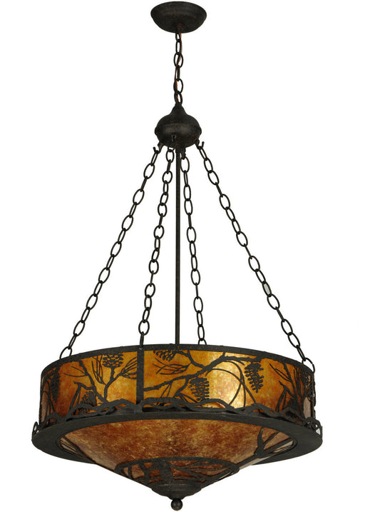 Meyda Tiffany - 136510 - Four Light Inverted Pendant - Whispering Pines - Mahogany Bronze