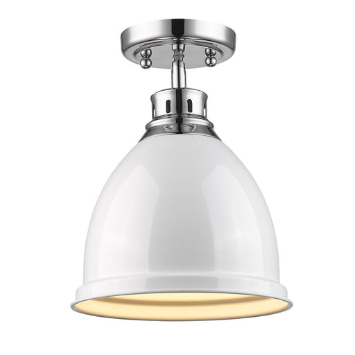 Golden - 3602-FM CH-WH - One Light Flush Mount - Duncan - Chrome