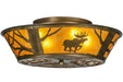 Meyda Tiffany - 113169 - Four Light Flushmount - Moose At Dawn - Antique Copper
