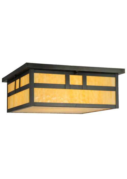 Meyda Tiffany - 113493 - Four Light Flushmount - Hyde Park - Craftsman Brown