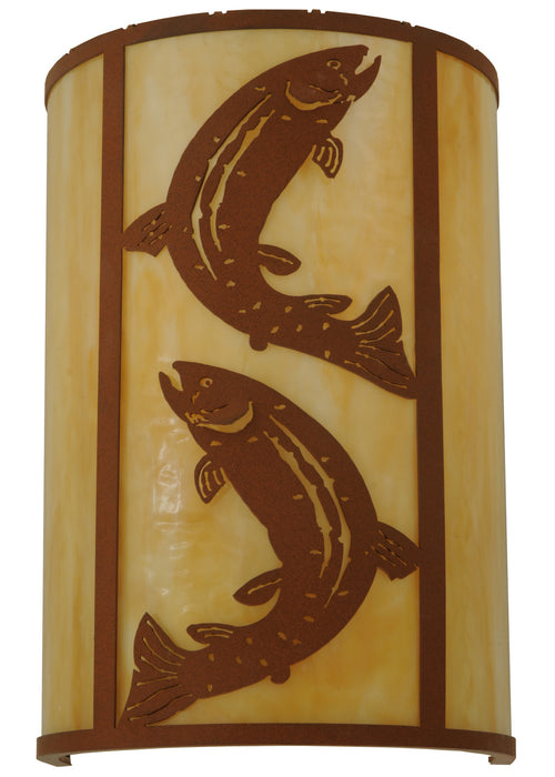 Meyda Tiffany - 130803 - One Light Wall Sconce - Leaping Trout - Earth