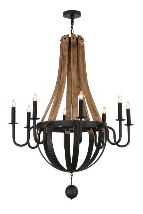 Meyda Tiffany - 152768 - Eight Light Chandelier - Barrel Stave - Natural Wood,Wrought Iron