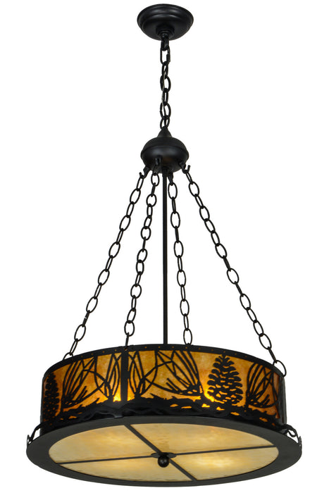 Meyda Tiffany - 153800 - Four Light Inverted Pendant - Mountain Pine - Antique Copper