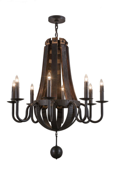 Meyda Tiffany - 154052 - Eight Light Chandelier - Barrel Stave - Natural Wood,Timeless Bronze