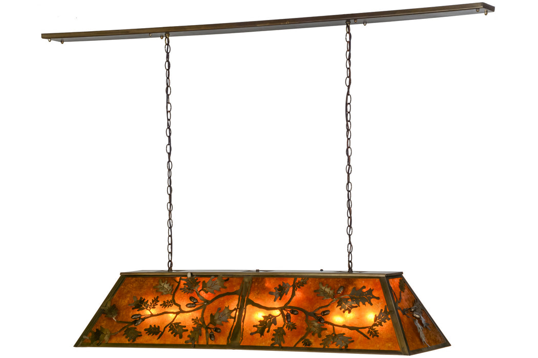 Meyda Tiffany - 154388 - Nine Light Oblong Pendant - Oak Leaf & Acorn - Antique Copper
