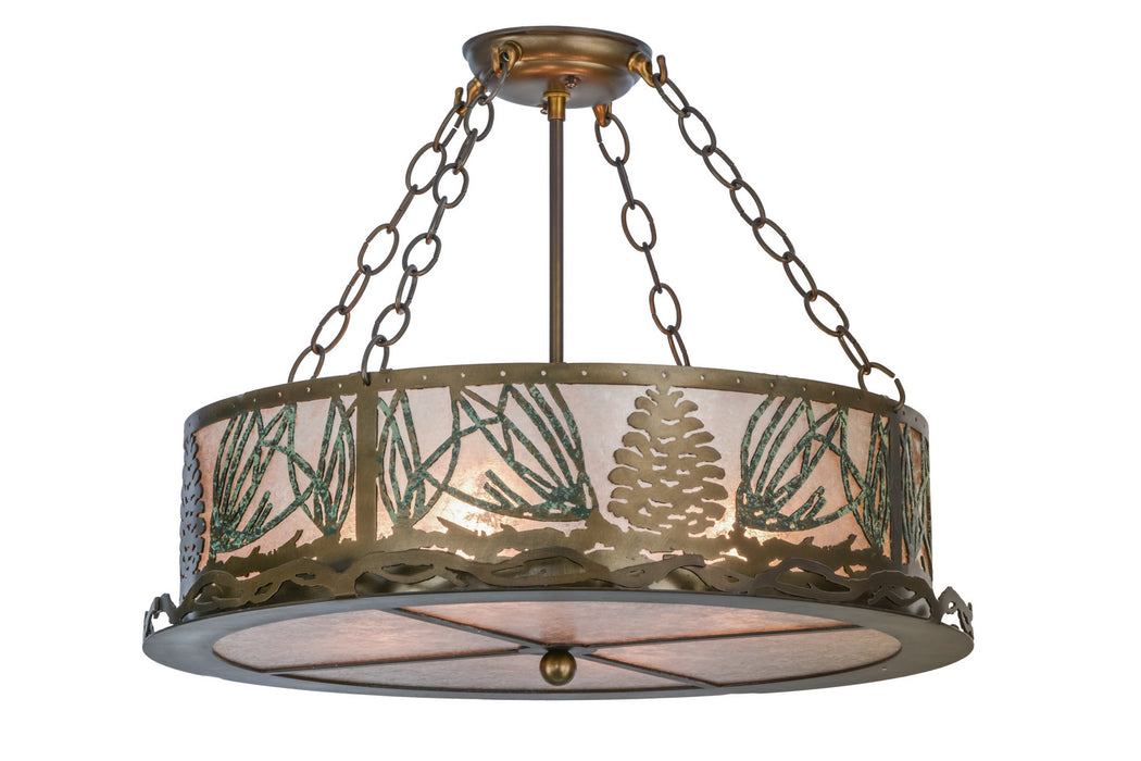 Meyda Tiffany - 154878 - Four Light Semi-Flushmount - Mountain Pine - Antique Copper