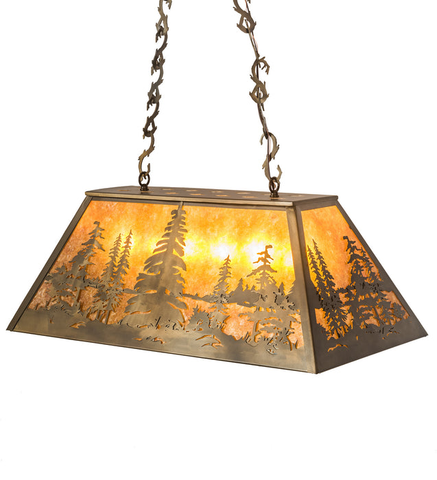 Meyda Tiffany - 154998 - Six Light Oblong Pendant - Tall Pines - Antique Copper