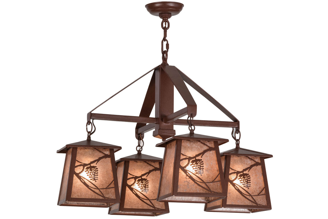 Meyda Tiffany - 155512 - Four Light Chandelier - Whispering Pines - Rust