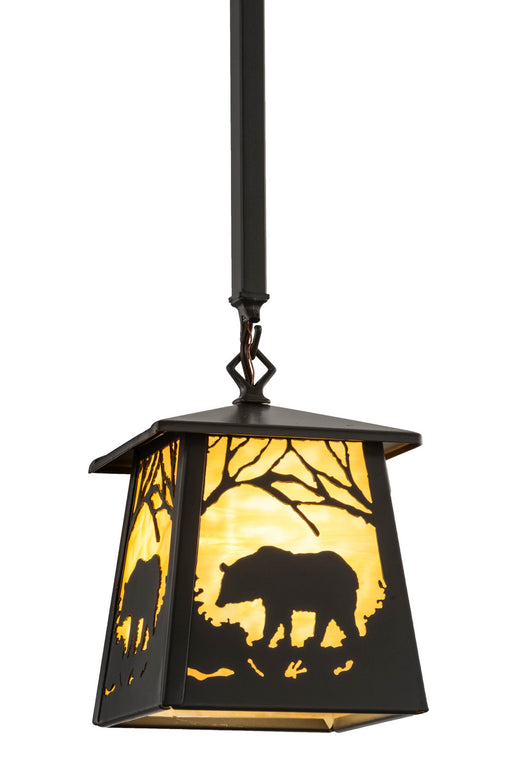 Meyda Tiffany - 156782 - One Light Mini Pendant - Bear At Dawn - Timeless Bronze