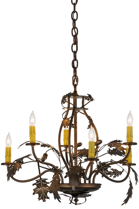 Meyda Tiffany - 158572 - Six Light Chandelier - Oak Leaf & Acorn - Antique Copper