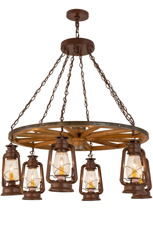 Meyda Tiffany - 160381 - Six Light Chandelier - Miner`S Lantern - Rust