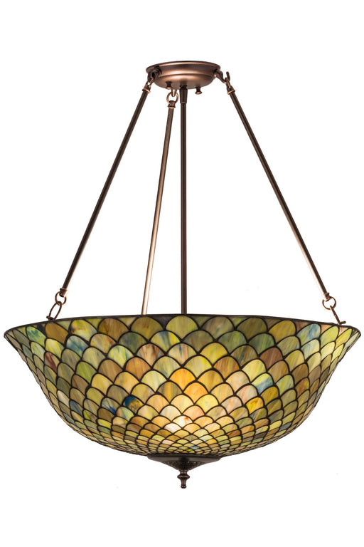 Meyda Tiffany - 162424 - Six Light Semi-Flushmount - Tiffany Fishscale - Mahogany Bronze