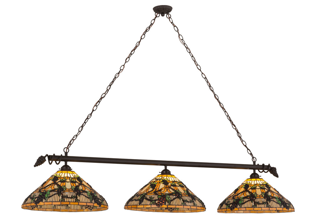 Meyda Tiffany - 162669 - Three Light Island Pendant - Jeweled Grape - Oil Rubbed Bronze