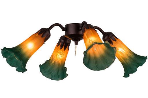 Amber/Green Pond Lily Four Light Fan Light Fixture