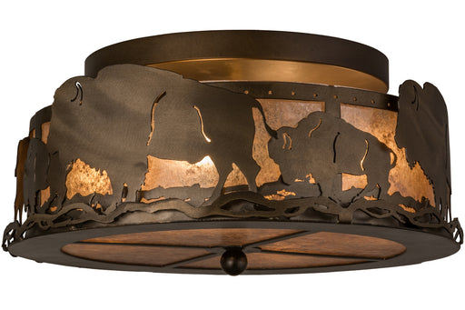 Meyda Tiffany - 163246 - Four Light Flushmount - Buffalo - Antique Copper