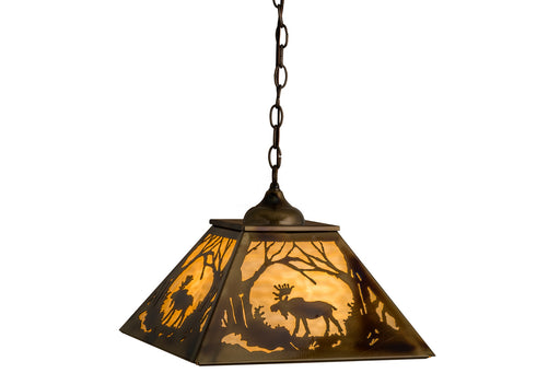 Meyda Tiffany - 164023 - Three Light Pendant - Moose At Dawn - Brass Tint