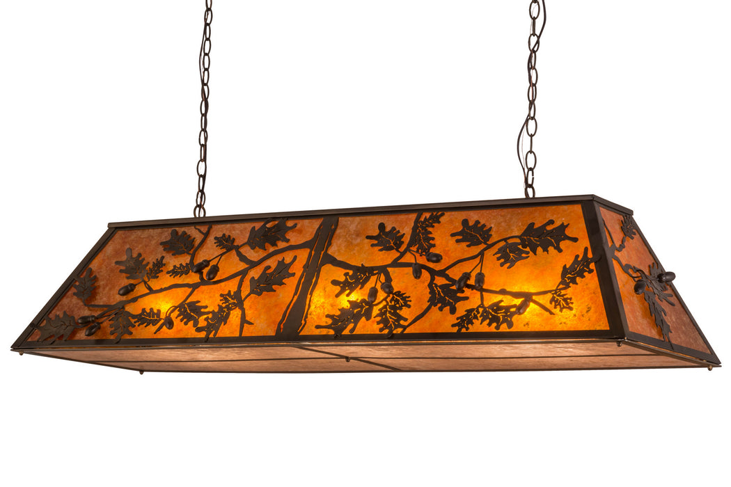 Meyda Tiffany - 166417 - Nine Light Oblong Pendant - Oak Leaf & Acorn - Antique Copper