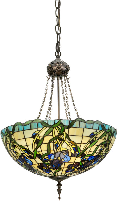 Meyda Tiffany - 65965 - Three Light Inverted Pendant - Iris - Antique Copper