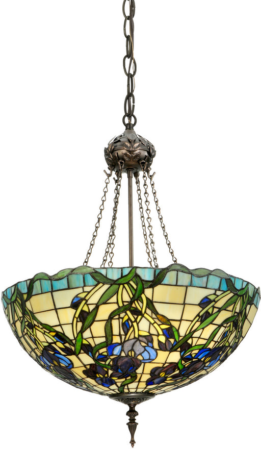 Meyda Tiffany - 65965 - Three Light Inverted Pendant - Iris - Antique Copper