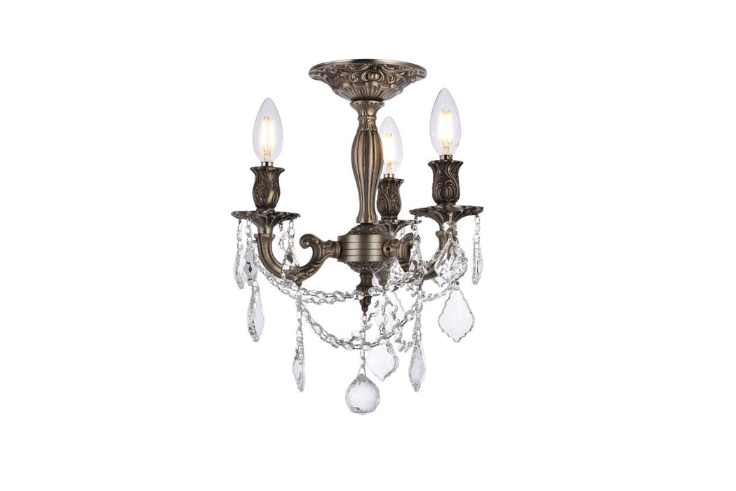 Elegant Lighting - 9203F13PW/RC - Three Light Flush Mount - Rosalia - Pewter