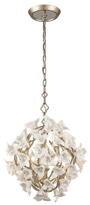Corbett Lighting - 211-44 - Four Light Pendant - Lily - Enchanted Silver Leaf