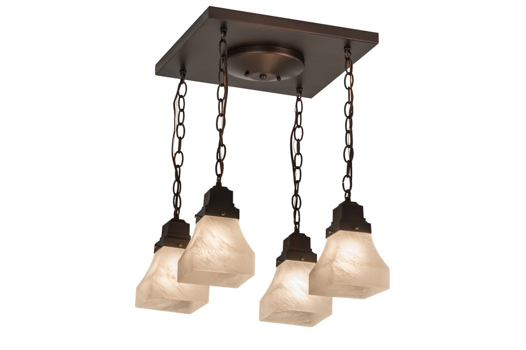 Meyda Tiffany - 171551 - Four Light Flushmount - Bungalow - Mahogany Bronze