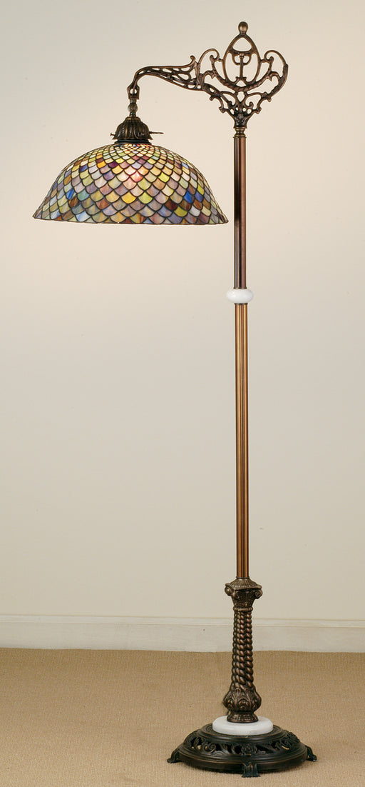 Meyda Tiffany - 65838 - 60``Bridge Arm Floor Lamp - Fishscale - Antique Copper