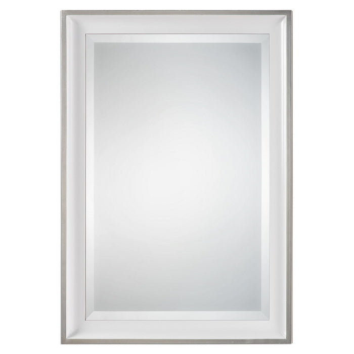 Uttermost - 09081 - Mirror - Lahvahn - Gloss White w/Silver Leaf