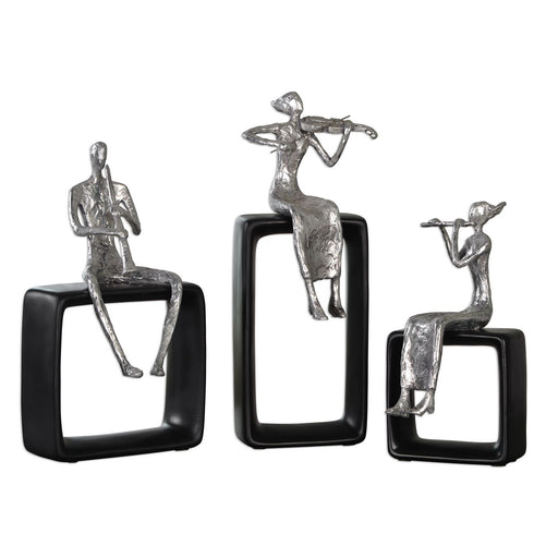 Uttermost - 20062 - Statues, S/3 - Musical Ensemble - Polished Aluminum w/Black