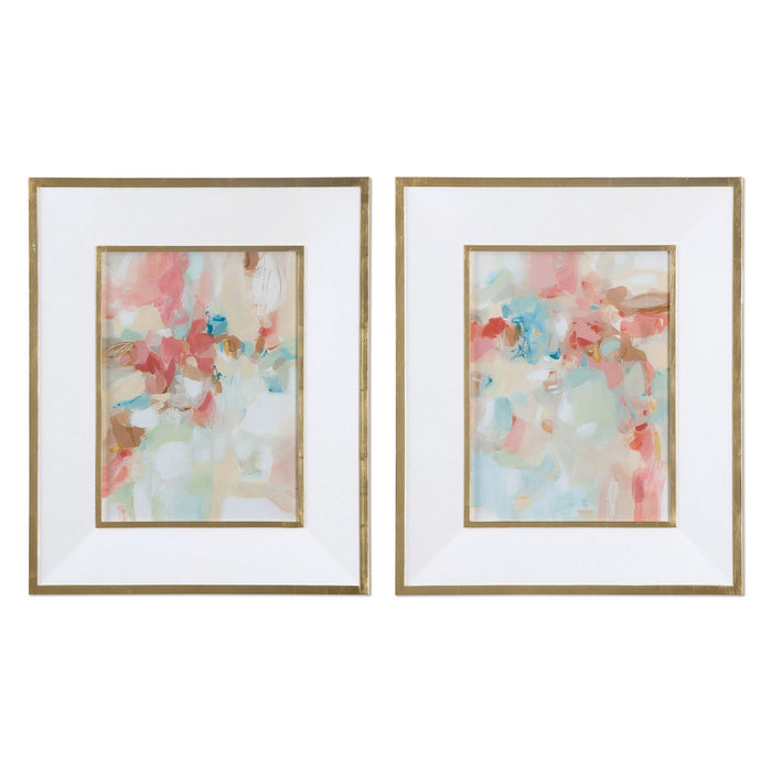 Uttermost - 41557 - Wall Art - A Touch Of Blush And Rosewood Fences - Gold Leaf