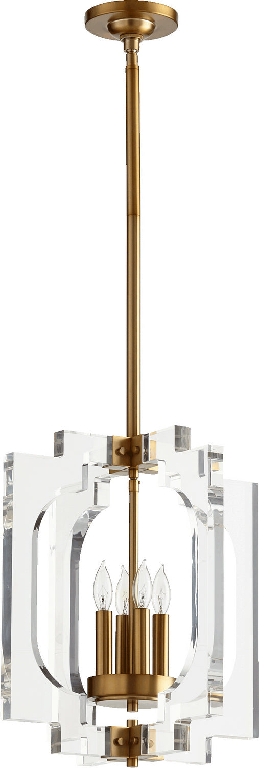 Quorum - 605-4-80 - Four Light Pendant - Broadway - Aged Brass