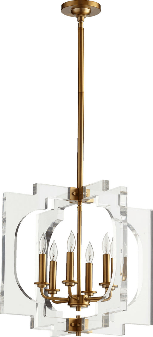 Quorum - 605-6-80 - Six Light Pendant - Broadway - Aged Brass