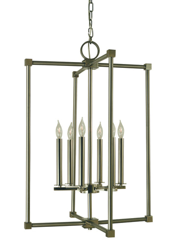 Lexington Six Light Chandelier Brushed Nickel w/Polished Nickel