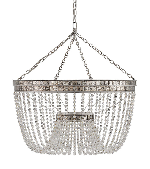 Currey and Company - 9685 - Eight Light Chandelier - Highbrow - Silver Leaf/Distressed Silver Leaf