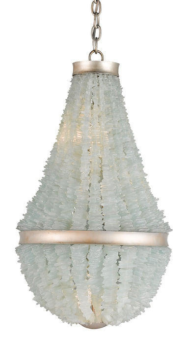 Currey and Company - 9966 - Three Light Chandelier - Platea - Silver Leaf/Seaglass
