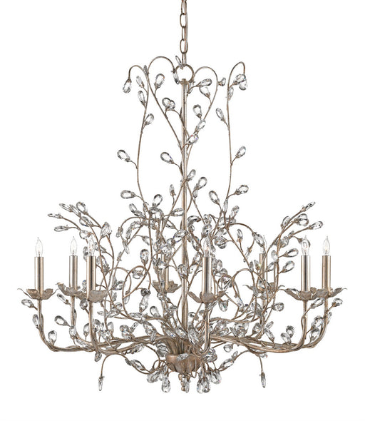 Currey and Company - 9975 - Eight Light Chandelier - Crystal Bud - Silver Granello