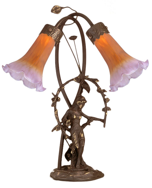 Meyda Tiffany - 11923 - Two Light Accent Lamp - Trellis Girl Lily - Amber Purple