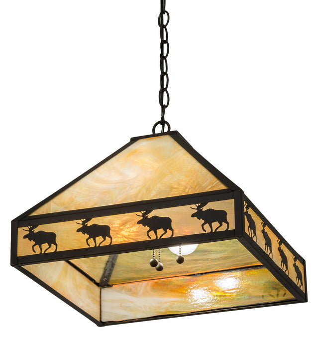 Meyda Tiffany - 175105 - Three Light Pendant - Moose On The Loose - Craftsman Brown,Oil Rubbed Bronze