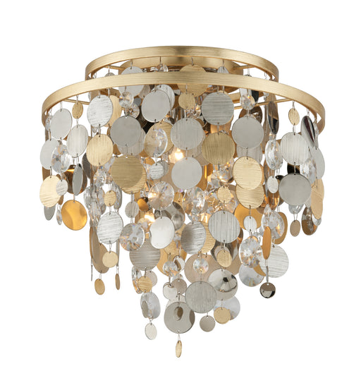 Corbett Lighting - 215-33 - Three Light Flush Mount - Ambrosia - Gold Silver Leaf & Stainless