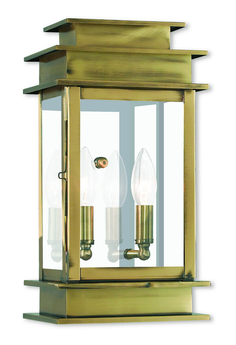 Livex Lighting - 2014-01 - Two Light Outdoor Wall Lantern - Princeton - Antique Brass