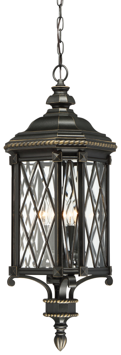 Minka-Lavery - 9324-585 - Four Light Outdoor Chain Hung - Bexley Manor - Coal W/Gold Highlights