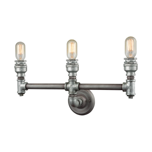 Elk Lighting - 10684/3 - Three Light Vanity - Cast Iron Pipe - Weathered Zinc, Zinc Plating, Zinc Plating
