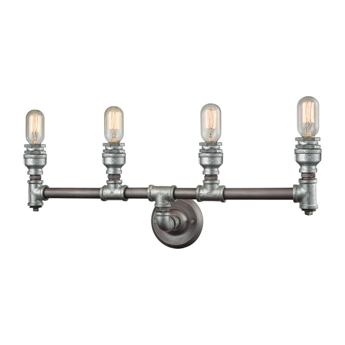 Elk Lighting - 10685/4 - Four Light Vanity - Cast Iron Pipe - Weathered Zinc, Zinc Plating, Zinc Plating