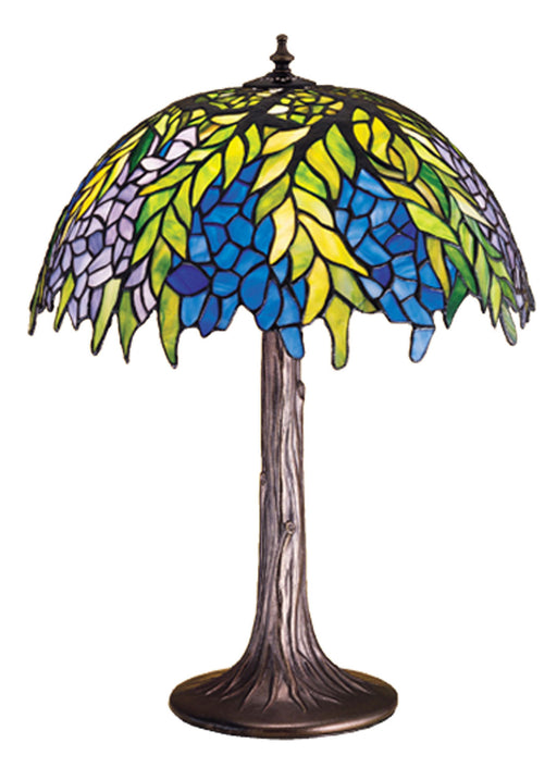 Meyda Tiffany - 30541 - One Light Table Lamp - Tiffany Honey Locust - Lt Blue Pr Lt Green
